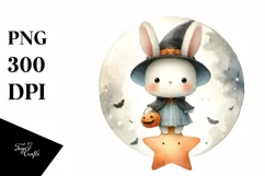 Cute Baby Bunny Dressed for Halloween PNG Product Image 1