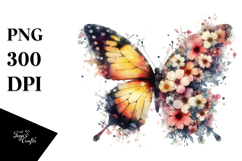 Grungy Butterfly Made of Spring Flowers PNG Product Image 1