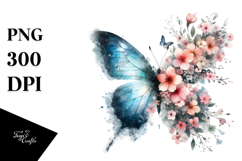 Grungy Butterfly of Flowers, Transparent PNG Product Image 1