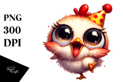 Happy Chicken with Party Hat PNG Product Image 1