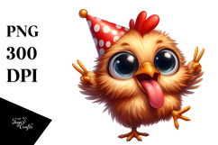 Ridiculously Cute Chicken with Party Hat PNG Product Image 1