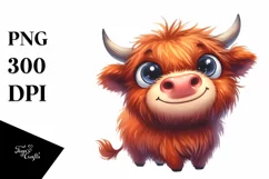 Funny Expressive Highland Cow, PNG Product Image 1