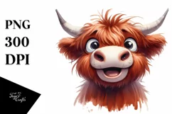 Funny Expressive Highland Cow, PNG Product Image 3