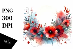 Colorful Horizontal Frame with Red Flowers PNG Product Image 3