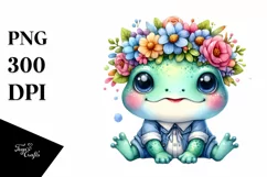 Smiling Cute Baby Frog Dressed With Flowers | Sublimation | Product Image 3