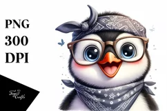 Excited Penguin Portrait with Fancy es Clipart Product Image 3