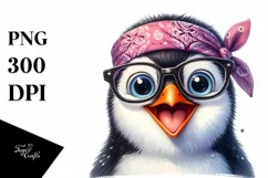 Excited Penguin Portrait with Fancy es Clipart Product Image 1