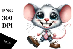 Happy Mouse with Tie, Cute Shoes Clipart Product Image 1