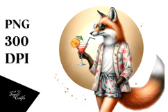 Hipster Fox with Cocktail PNG Product Image 1