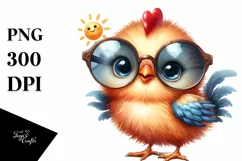 Funny Baby Rooster with Sunglasses, Happy Clipart Product Image 1