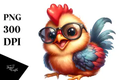 Funny Baby Rooster with Sunglasses, Happy Clipart Product Image 1