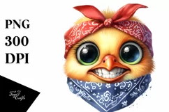 Funny Chick Portrait Bandana Clipart Product Image 1