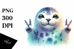 a Vibrant Watercolor Seal Portrait Sticker Product Image 1