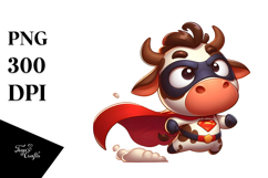 Goofy Cartoon Cow Superhero Cape PNG Product Image 1