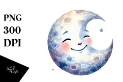 Simple Smiling Moon PNG Product Image 1