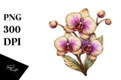 Detailed Stained Orchid Watercolor Splash Sticker Clipart Product Image 1