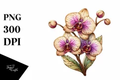 Detailed Stained Orchid Watercolor Splash Sticker Clipart Product Image 1