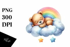 Colorful Baby Bear Watercolor Clipart Product Image 1