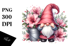 Gnome with Azalea Floral PNG Product Image 1