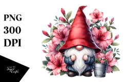 Gnome with Azalea Floral PNG Product Image 1