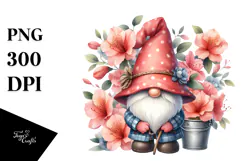 Gnome with Azalea Floral PNG Product Image 1