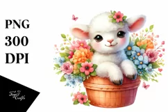 Colorful Watercolor Baby Lamb in a Pocket Product Image 3