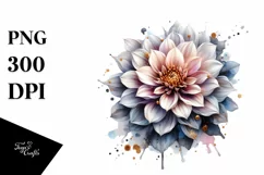 Abstract Dahlia Shiny Golden | Watercolor Clipart Product Image 1