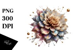 Abstract Dahlia Shiny Golden | Watercolor Clipart Product Image 3