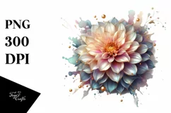 Abstract Dahlia Shiny Golden | Watercolor Clipart Product Image 1