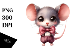 Shy Mouse with Bow, Expressive Clipart Product Image 1