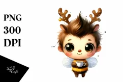 Watercolor Bee with Crazy Haircut PNG Product Image 1