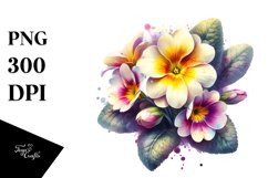 Watercolor Primrose Shiny Splash Sticker Clipart Product Image 1