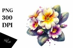Watercolor Primrose Shiny Splash Sticker Clipart Product Image 1