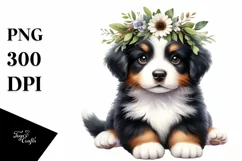 Cute Baby Bernese Mountain Dog Sitting Clipart Product Image 3