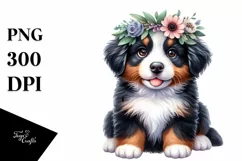 Cute Baby Bernese Mountain Dog Sitting Clipart Product Image 1