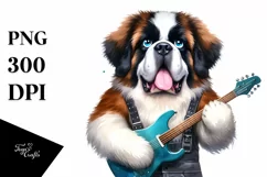 Saint Bernard Rock Star | Watercolor Clipart Product Image 1