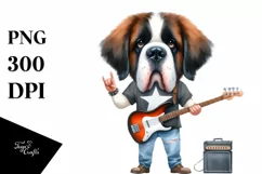 Saint Bernard Rock Star | Watercolor Clipart Product Image 3