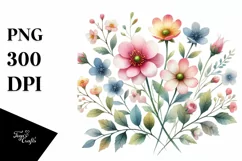 Cute Watercolor Flower PNG Product Image 1