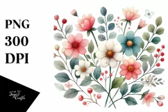 Cute Watercolor Flower PNG Product Image 1