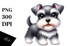 Cartoon Miniature Schnauzer Watercolor PNG Product Image 1