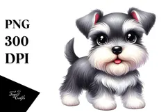 Baby Miniature Schnauzer with Big Eyes PNG Product Image 1