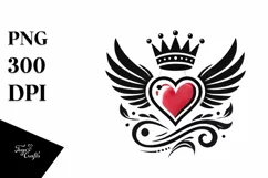 Colorful Heart with Wings and Crown, Transparent PNG Product Image 1