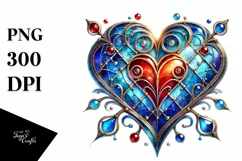 Stained Heart, Watercolor PNG Product Image 1