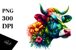 Vibrant Watercolor Cow, Abstract Frame Product Image 1