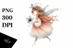 Whimsical Fairy Running Watercolor PNG Product Image 1