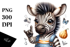 Cute Baby Zebra Rocker Summer PNG Product Image 1