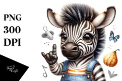 Cute Baby Zebra Rocker Summer PNG Product Image 1