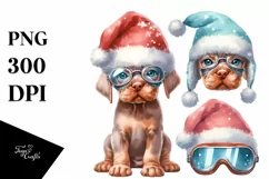 cute Baby Vizsla with Santa Hat PNG Product Image 3