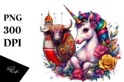 Baby Unicorn in Bullfighting Ring PNG Product Image 3