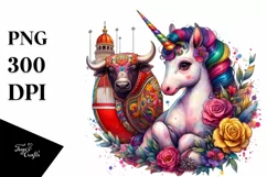 Baby Unicorn in Bullfighting Ring PNG Product Image 3